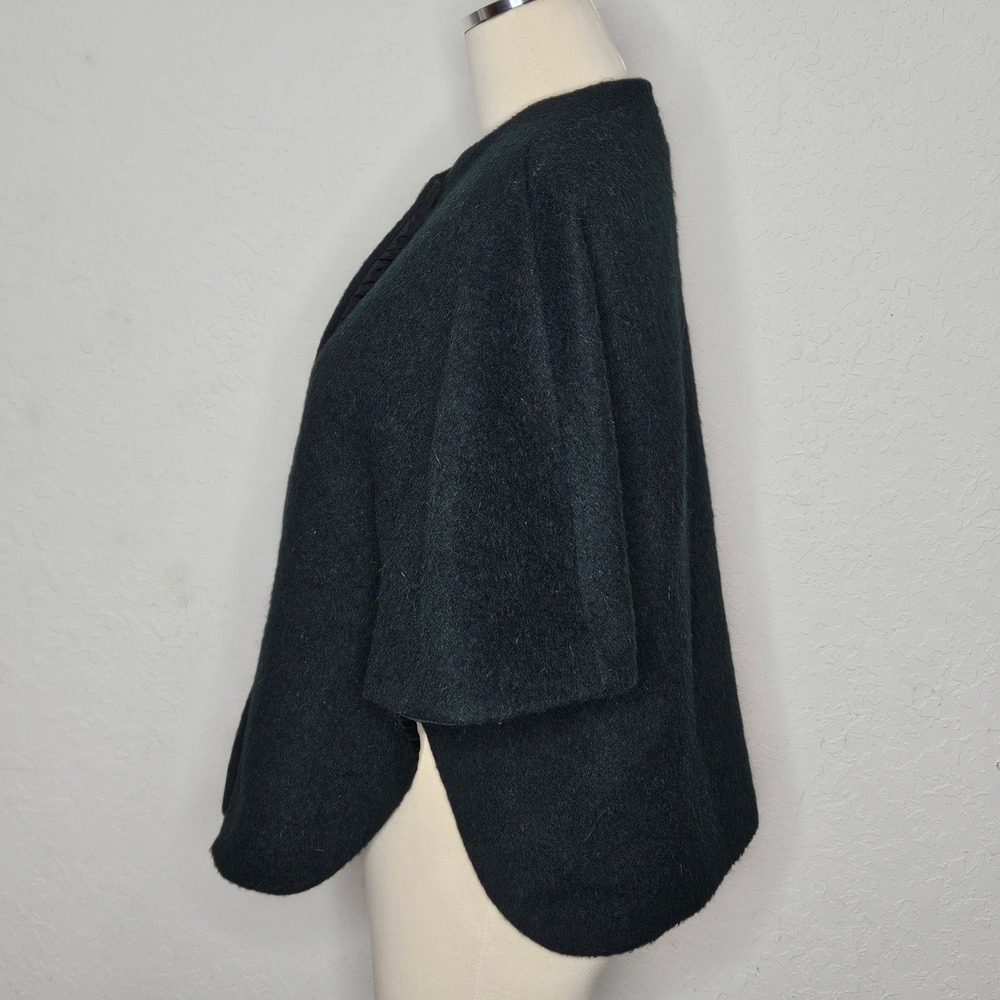 Vintage King Of The Ponchos Wool Cape Dark Green‎ Jacket Gold Crest Buttons - Picture 3 of 5